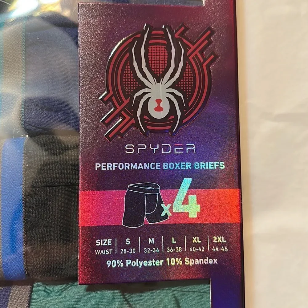 Spyder M Performance Boxer Briefs Polyester Spandex Lightweight Pack of 4